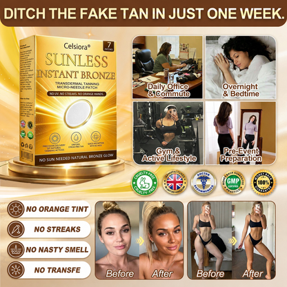 ☀️ Celsiora® 𝐒𝐮𝐧𝐥𝐞𝐬𝐬 𝐈𝐧𝐬𝐭𝐚𝐧𝐭 𝐁𝐫𝐨𝐧𝐳𝐞 𝐓𝐚𝐧𝐧𝐢𝐧𝐠 𝐌𝐢𝐜𝐫𝐨𝐧𝐞𝐞𝐝𝐥𝐞 𝐏𝐚𝐭𝐜𝐡 🇬🇧 (𝐉𝐮𝐬𝐭 𝐨𝐧𝐜𝐞 𝐚 𝐝𝐚𝐲) 𝐕𝐢𝐬𝐢𝐛𝐥𝐞 𝐁𝐫𝐨𝐧𝐳𝐞 𝐆𝐥𝐨𝐰 𝐢𝐧 𝟕 𝐃𝐚𝐲𝐬 ✅ 𝐍𝐨 𝐔𝐕, 𝐍𝐨 𝐎𝐫𝐚𝐧𝐠𝐞, 𝐍𝐨 𝐒𝐭𝐫𝐞𝐚𝐤𝐬, 𝐍𝐨 𝐃𝐇𝐀, 𝐍𝐨 𝐌𝐞𝐬𝐬.