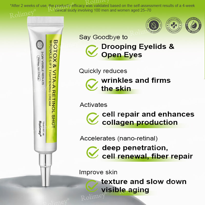 Made and shipped from the UK Rolimey® 💰 Botox & Vita-A Retinol Shot Wrinkle-Lift Tightening cream - Last Day Promotion 70% OFF |✅