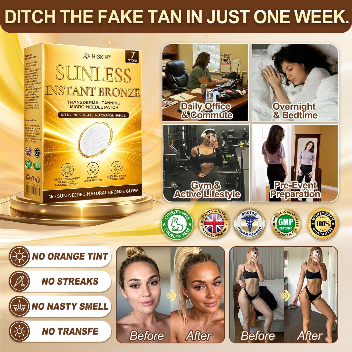 𝑶𝒇𝒇𝒊𝒄𝒊𝒂𝒍 𝑺𝒕𝒐𝒓𝒆 | ☀️ 𝐇𝐢𝐬𝐤𝐢𝐧® 𝐒𝐮𝐧𝐥𝐞𝐬𝐬 𝐈𝐧𝐬𝐭𝐚𝐧𝐭 𝐁𝐫𝐨𝐧𝐳𝐞 𝐓𝐚𝐧𝐧𝐢𝐧𝐠 𝐌𝐢𝐜𝐫𝐨𝐧𝐞𝐞𝐝𝐥𝐞 𝐏𝐚𝐭𝐜𝐡 🇬🇧 (𝐉𝐮𝐬𝐭 𝐨𝐧𝐜𝐞 𝐚 𝐝𝐚𝐲) 𝐕𝐢𝐬𝐢𝐛𝐥𝐞 𝐁𝐫𝐨𝐧𝐳𝐞 𝐆𝐥𝐨𝐰 𝐢𝐧 𝟕 𝐃𝐚𝐲𝐬 ✅ 𝐍𝐨 𝐔𝐕, 𝐍𝐨 𝐎𝐫𝐚𝐧𝐠𝐞, 𝐍𝐨 𝐒𝐭𝐫𝐞𝐚𝐤𝐬, 𝐍𝐨 𝐃𝐇𝐀, 𝐍𝐨 𝐌𝐞𝐬𝐬.